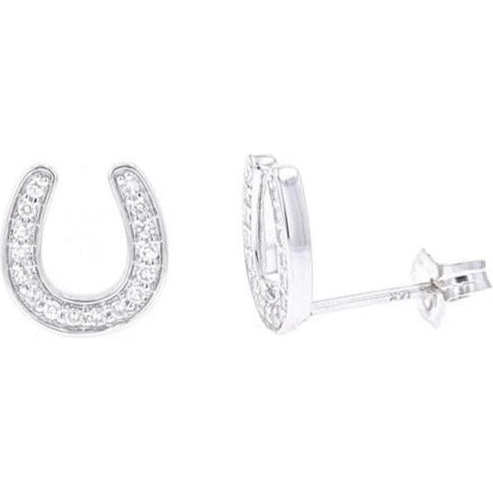 14K White Gold Diamond Horseshoe Earrings - 0.20 Carat Total Diamond Weight