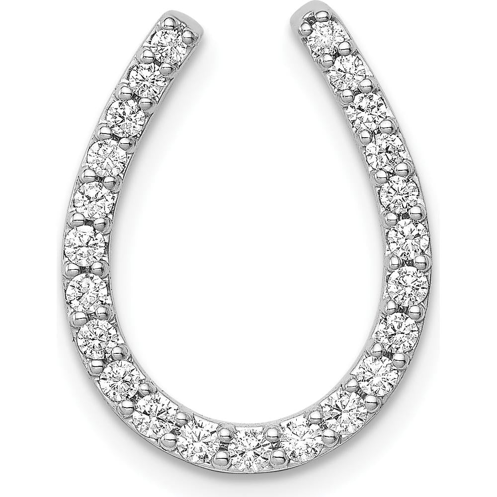 14K White Gold Diamond Horseshoe Pendant - 1/3 Carat Total Diamond Weight by Monteluci Fine Jewelry