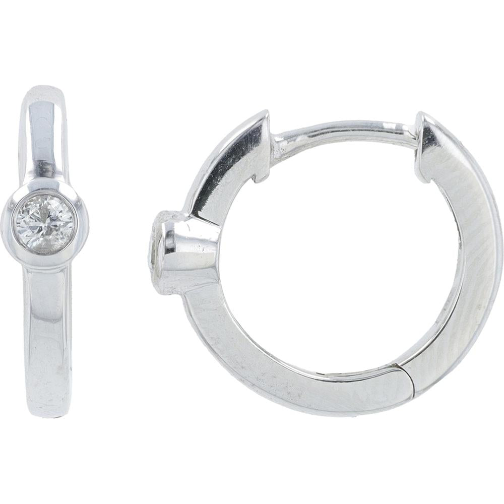 14K White Gold Diamond Huggie Earrings with 0.10 Carat Total Diamond Weight