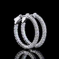 14K White Gold Diamond Huggie Earrings with Round Brilliant Cut Lab Diamonds - 0.94 Carat Total Weight, E-F Color VS1 Clarity - Covaloro Fine Jewelry