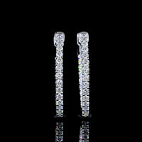 14K White Gold Diamond Huggie Earrings with Round Brilliant Cut Lab Diamonds - 0.94 Carat Total Weight, E-F Color VS1 Clarity - Covaloro Fine Jewelry