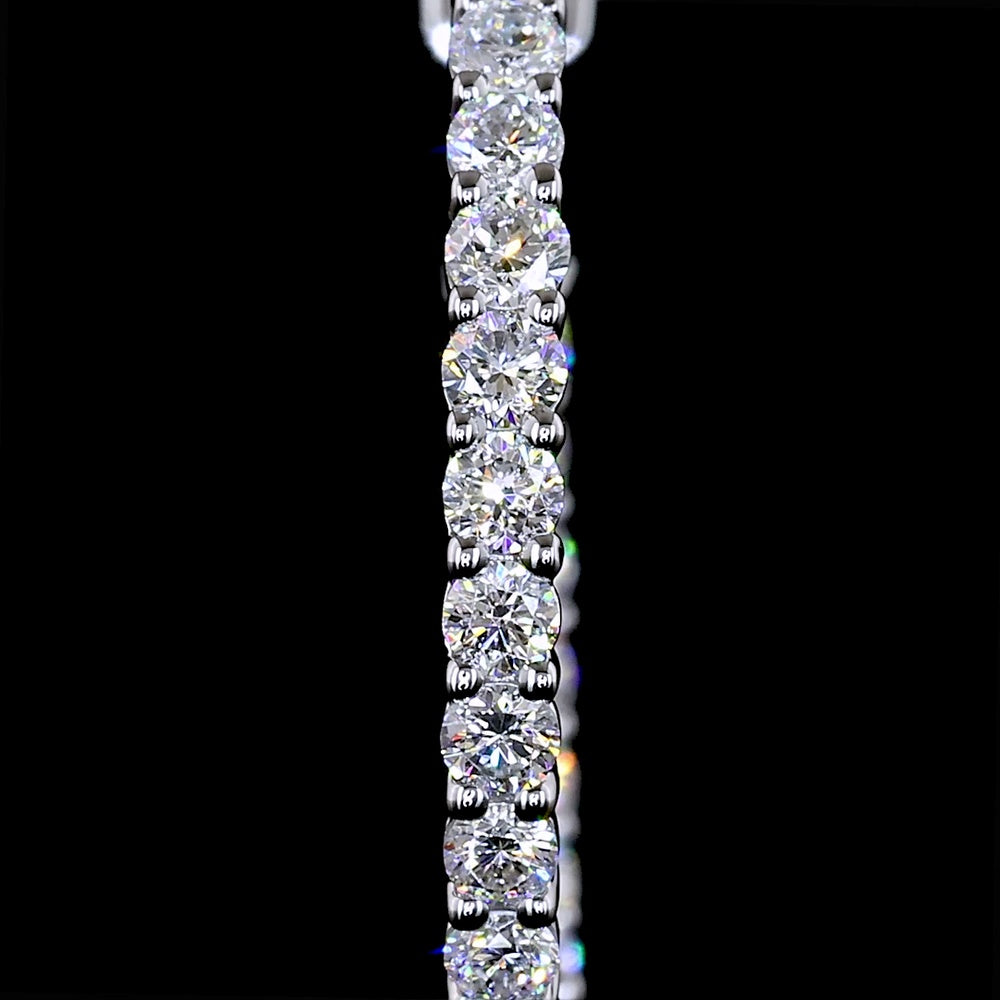 14K White Gold Diamond Huggie Earrings with Round Brilliant Cut Lab Diamonds - 0.94 Carat Total Weight, E-F Color VS1 Clarity - Covaloro Fine Jewelry