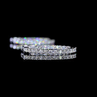 14K White Gold Diamond Huggie Earrings with Round Brilliant Cut Lab Diamonds - 0.94 Carat Total Weight, E-F Color VS1 Clarity - Covaloro Fine Jewelry
