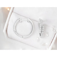 14K White Gold Diamond Huggie Hoop Earrings with Round Diamonds - 0.42 Carat Total Diamond Weight - Royal Jewelry