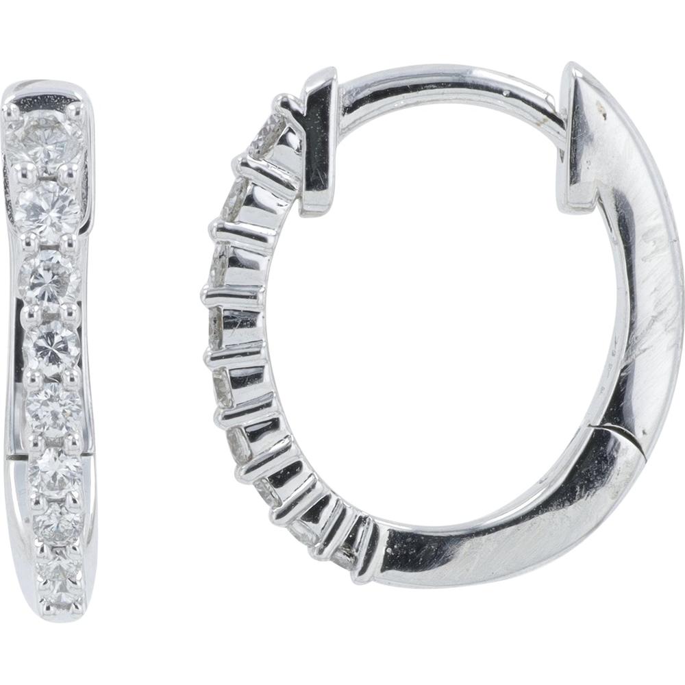 14K White Gold Diamond Huggie Hoops - 0.25 Carat Total Diamond Weight