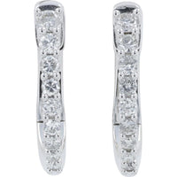 14K White Gold Diamond Huggie Hoops - 0.25 Carat Total Diamond Weight