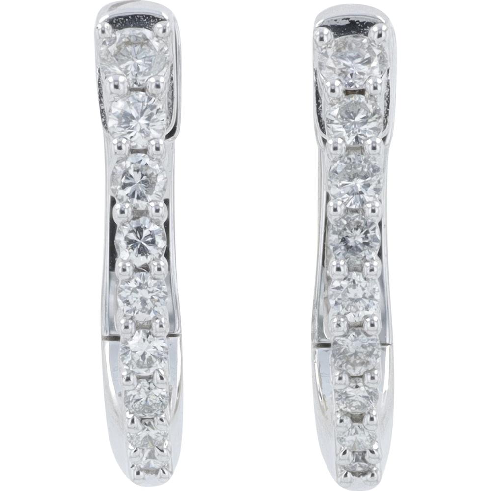 14K White Gold Diamond Huggie Hoops - 0.25 Carat Total Diamond Weight