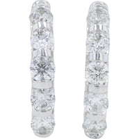 14K White Gold Diamond Huggie Hoops with 2.00 Carat Total Round Diamonds