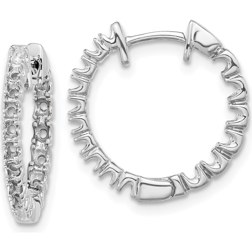 14K White Gold Diamond In & Out Hoop Earring Mountings - 32 Prong Set Round Mounts by Monteluci Fine Jewelry