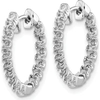 14K White Gold Diamond In & Out Hoop Earring Mountings - 32 Prong Set Round Mounts by Monteluci Fine Jewelry