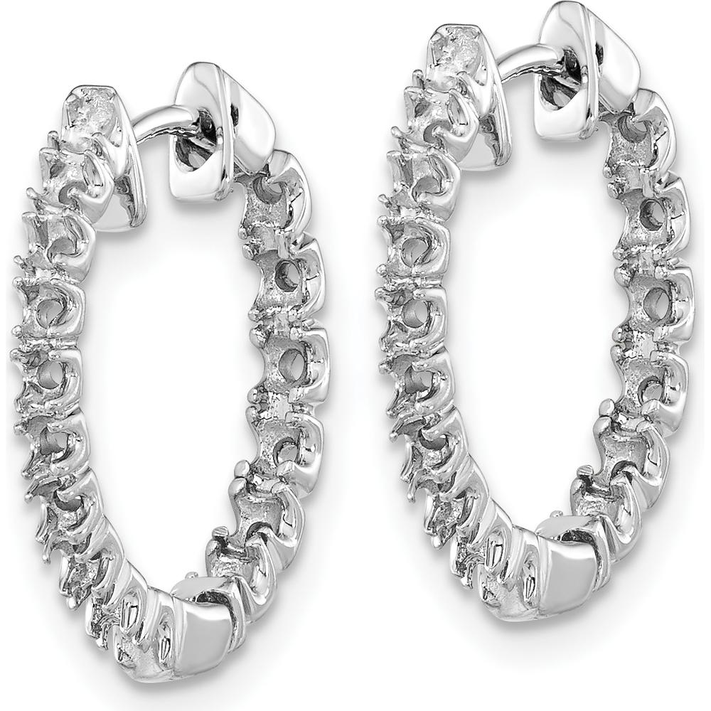 14K White Gold Diamond In & Out Hoop Earring Mountings - 32 Prong Set Round Mounts by Monteluci Fine Jewelry