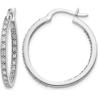 14K White Gold Diamond In & Out Hoop Earrings - 0.022 Carat Total Diamond Weight by Monteluci Fine Jewelry