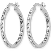 14K White Gold Diamond In & Out Hoop Earrings - 0.022 Carat Total Diamond Weight by Monteluci Fine Jewelry