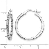 14K White Gold Diamond In & Out Hoop Earrings - 0.022 Carat Total Diamond Weight by Monteluci Fine Jewelry