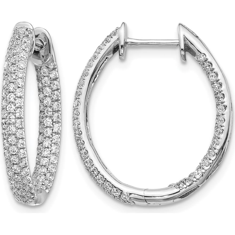 14K White Gold Diamond In/Out Hinged Hoop Earrings - 0.006 Carat Total Diamond Weight by Monteluci Fine Jewelry