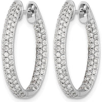 14K White Gold Diamond In/Out Hinged Hoop Earrings - 0.006 Carat Total Diamond Weight by Monteluci Fine Jewelry