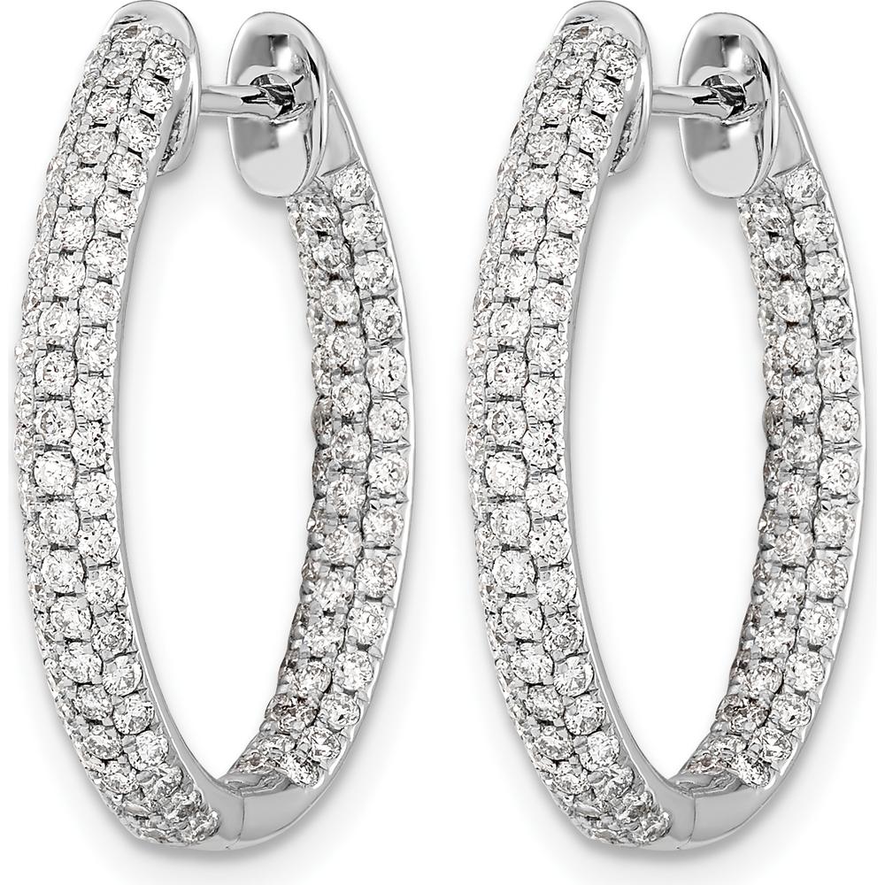 14K White Gold Diamond In/Out Hinged Hoop Earrings - 0.006 Carat Total Diamond Weight by Monteluci Fine Jewelry