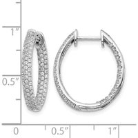 14K White Gold Diamond In/Out Hinged Hoop Earrings - 0.006 Carat Total Diamond Weight by Monteluci Fine Jewelry