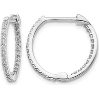 14K White Gold Diamond In/Out Hinged Hoop Earrings - 0.01 Carat Total Diamond Weight by Monteluci Fine Jewelry