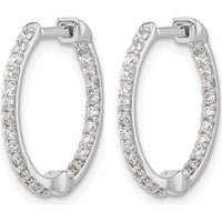 14K White Gold Diamond In/Out Hinged Hoop Earrings - 0.01 Carat Total Diamond Weight by Monteluci Fine Jewelry