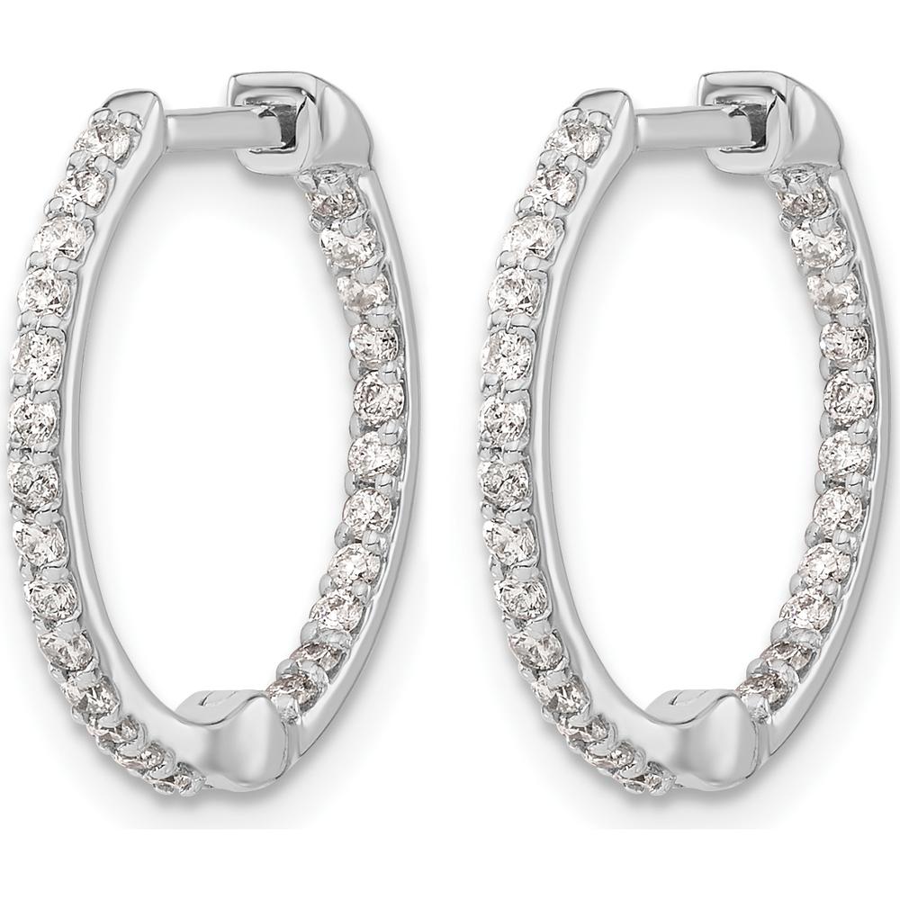 14K White Gold Diamond In/Out Hinged Hoop Earrings - 0.01 Carat Total Diamond Weight by Monteluci Fine Jewelry