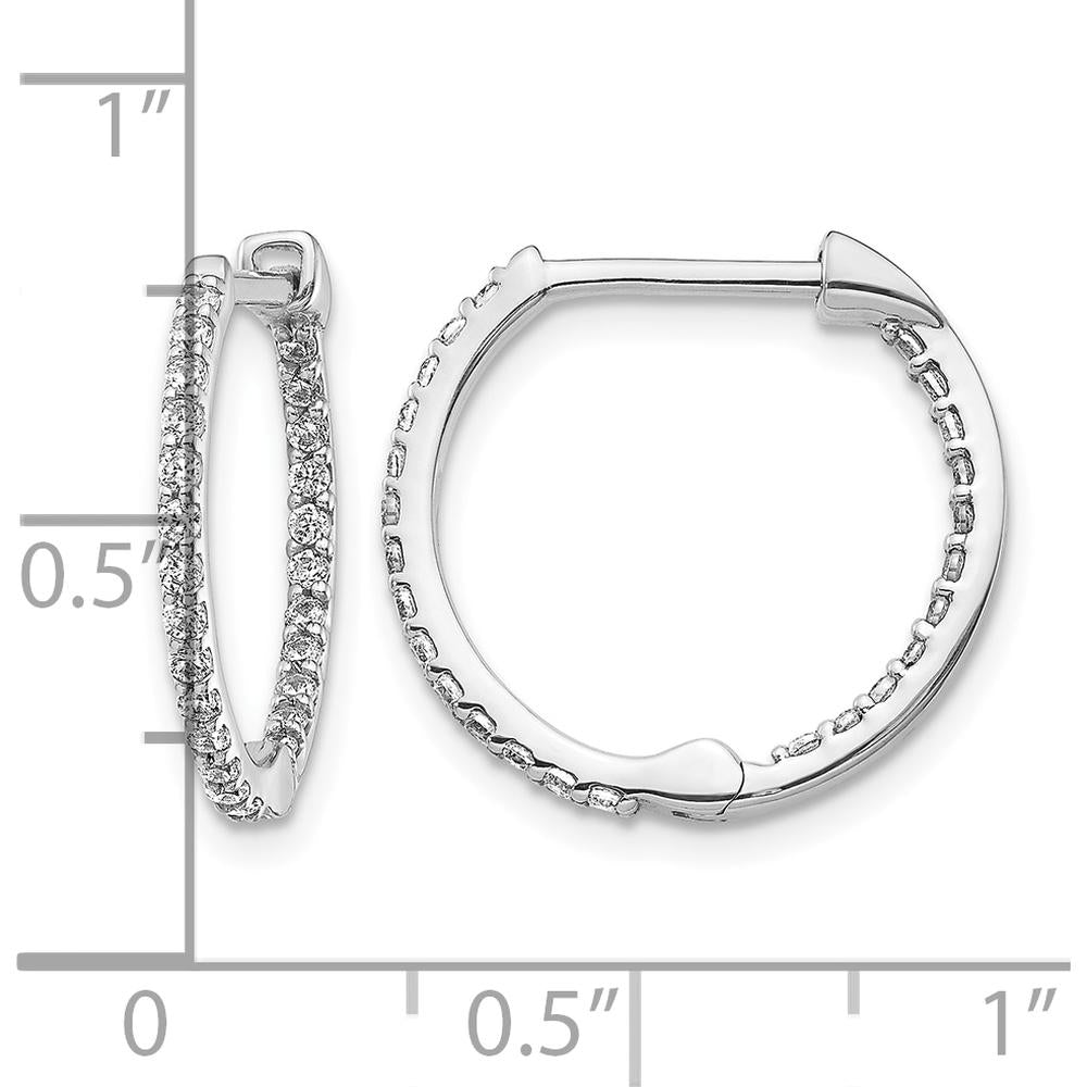 14K White Gold Diamond In/Out Hinged Hoop Earrings - 0.01 Carat Total Diamond Weight by Monteluci Fine Jewelry