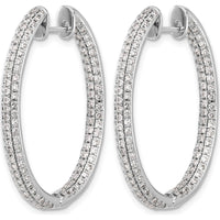 14K White Gold Diamond In/Out Hinged Hoop Earrings - 0.016 Carat Total Diamond Weight by Monteluci Fine Jewelry