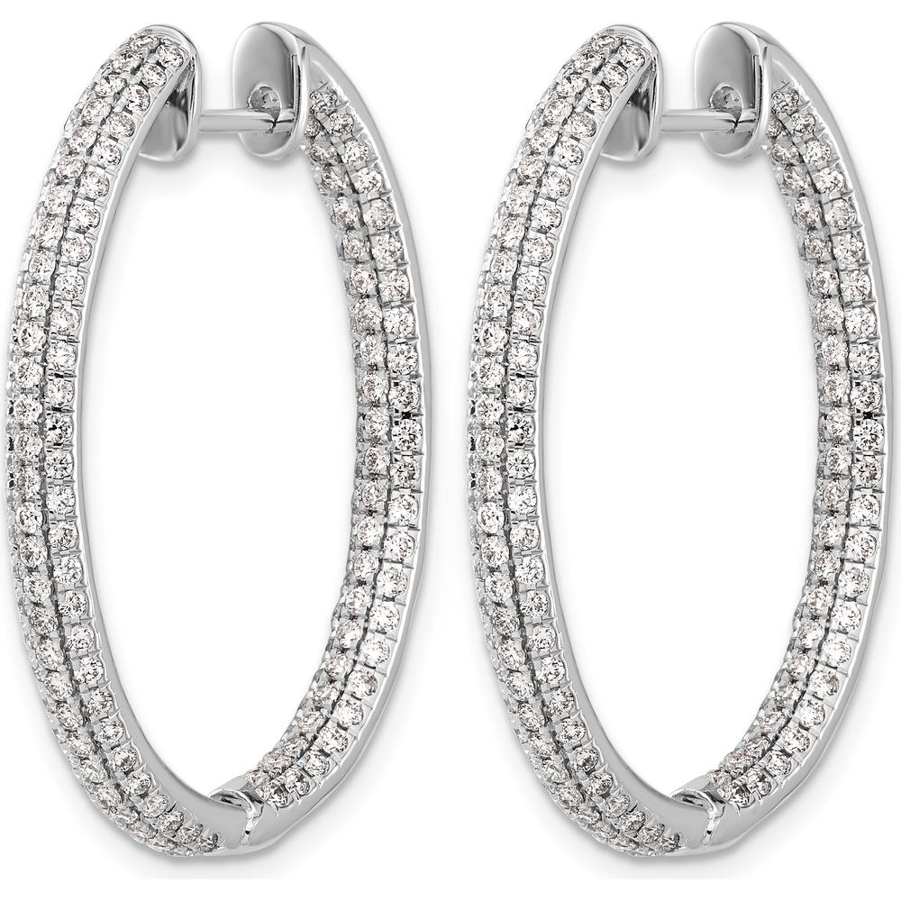 14K White Gold Diamond In/Out Hinged Hoop Earrings - 0.016 Carat Total Diamond Weight by Monteluci Fine Jewelry