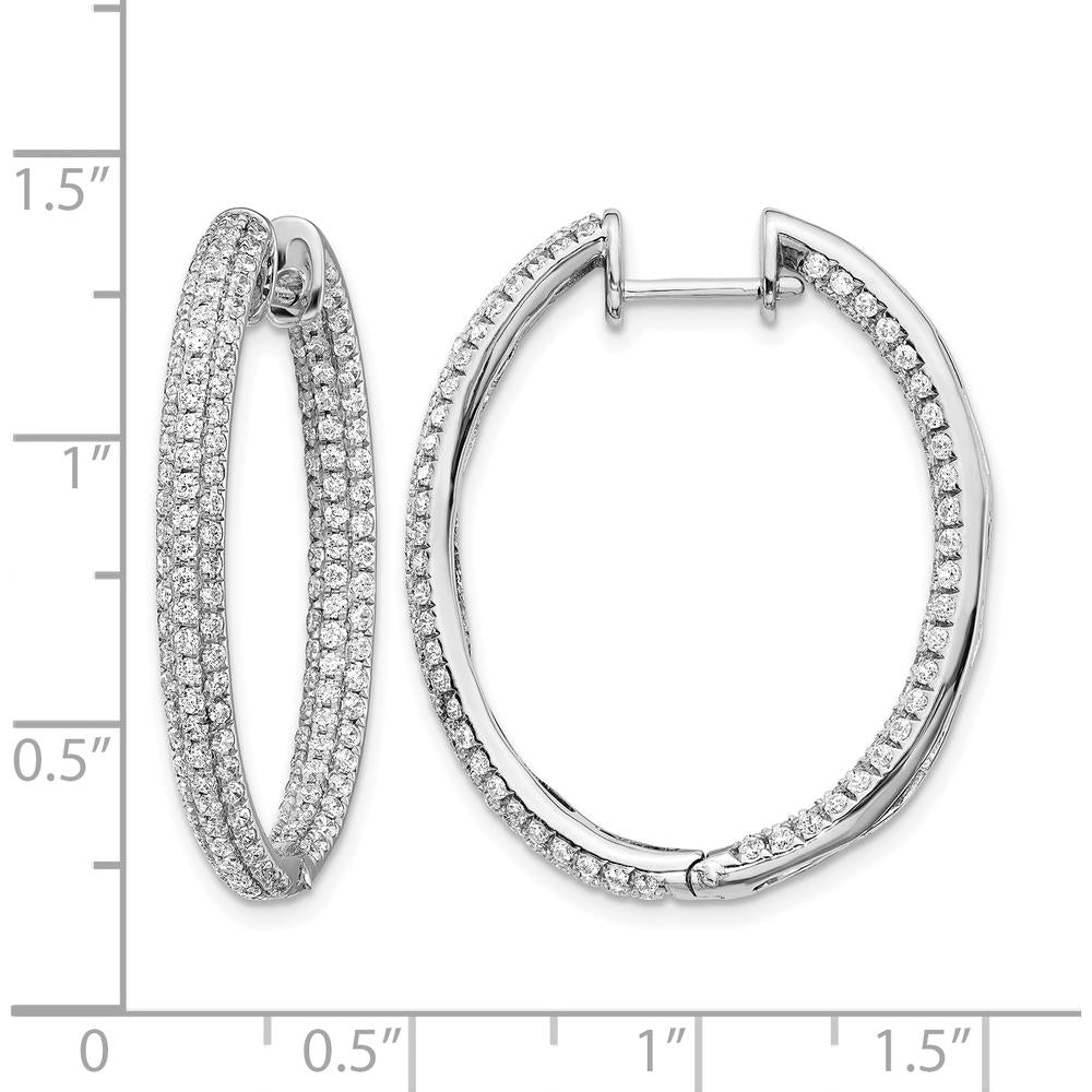 14K White Gold Diamond In/Out Hinged Hoop Earrings - 0.016 Carat Total Diamond Weight by Monteluci Fine Jewelry
