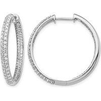 14K White Gold Diamond In/Out Hinged Hoop Earrings - 0.34 Carat Total Diamond Weight by Monteluci Fine Jewelry