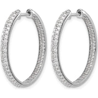 14K White Gold Diamond In/Out Hinged Hoop Earrings - 0.34 Carat Total Diamond Weight by Monteluci Fine Jewelry