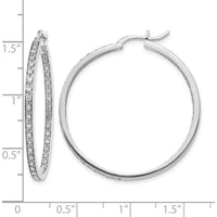 14K White Gold Diamond In/Out Hoop Earrings - 0.018 Carat Total Diamond Weight by Monteluci Fine Jewelry
