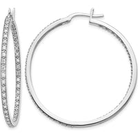 14K White Gold Diamond In/Out Hoop Earrings - 0.022 Carat Total Diamond Weight by Monteluci Fine Jewelry