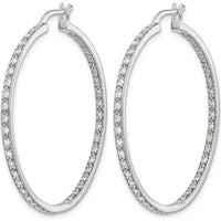14K White Gold Diamond In/Out Hoop Earrings - 0.022 Carat Total Diamond Weight by Monteluci Fine Jewelry