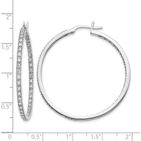 14K White Gold Diamond In/Out Hoop Earrings - 0.022 Carat Total Diamond Weight by Monteluci Fine Jewelry