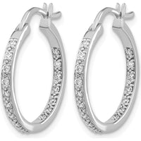 14K White Gold Diamond In/Out Hoop Earrings - 0.32 Carat Total Diamond Weight by Monteluci Fine Jewelry