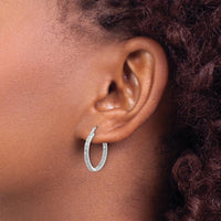 14K White Gold Diamond In/Out Hoop Earrings - 0.32 Carat Total Diamond Weight by Monteluci Fine Jewelry