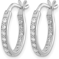 14K White Gold Diamond In/Out Hoop Earrings with 24 Round Diamonds - 0.24 Carat Total Diamond Weight by Monteluci Fine Jewelry