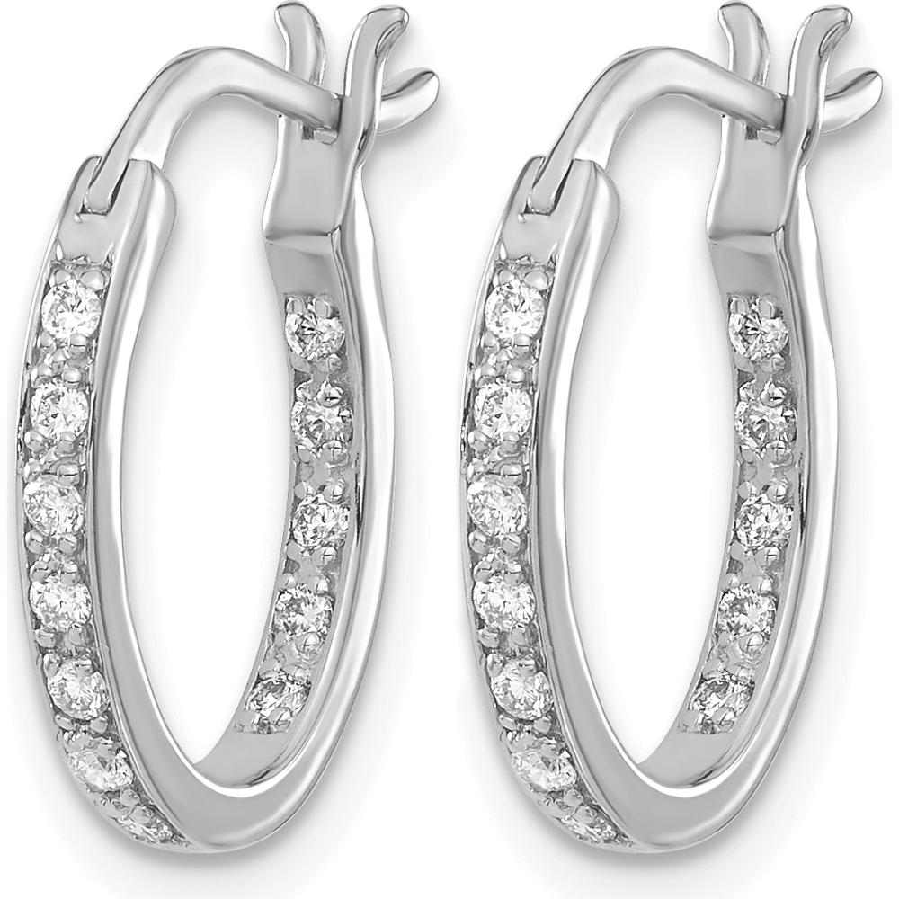 14K White Gold Diamond In/Out Hoop Earrings with 24 Round Diamonds - 0.24 Carat Total Diamond Weight by Monteluci Fine Jewelry