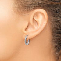 14K White Gold Diamond In/Out Hoop Earrings with 24 Round Diamonds - 0.24 Carat Total Diamond Weight by Monteluci Fine Jewelry
