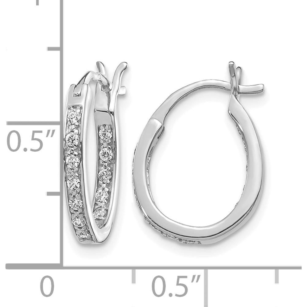 14K White Gold Diamond In/Out Hoop Earrings with 24 Round Diamonds - 0.24 Carat Total Diamond Weight by Monteluci Fine Jewelry