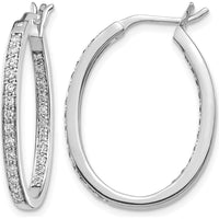 14K White Gold Diamond In/Out Hoop Earrings with 50 Round Diamonds - 0.01 Carat Total Diamond Weight by Monteluci Fine Jewelry