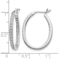 14K White Gold Diamond In/Out Hoop Earrings with 50 Round Diamonds - 0.01 Carat Total Diamond Weight by Monteluci Fine Jewelry
