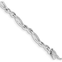 14K White Gold Diamond Infinity & Oval Link Bracelet with 0.03 Carats Total Diamond Weight by Monteluci Fine Jewelry