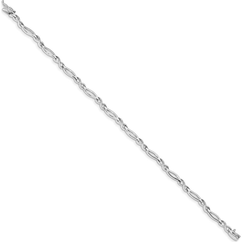 14K White Gold Diamond Infinity & Oval Link Bracelet with 0.03 Carats Total Diamond Weight by Monteluci Fine Jewelry