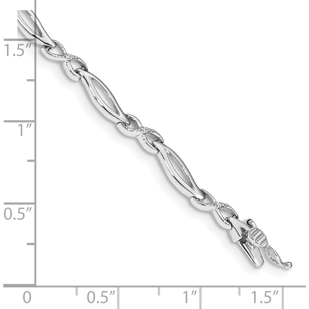14K White Gold Diamond Infinity & Oval Link Bracelet with 0.03 Carats Total Diamond Weight by Monteluci Fine Jewelry