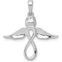 14K White Gold Diamond Infinity Angel Pendant with 11 Round Diamonds - 0.055 Carat Total Diamond Weight by Oro Pregiato