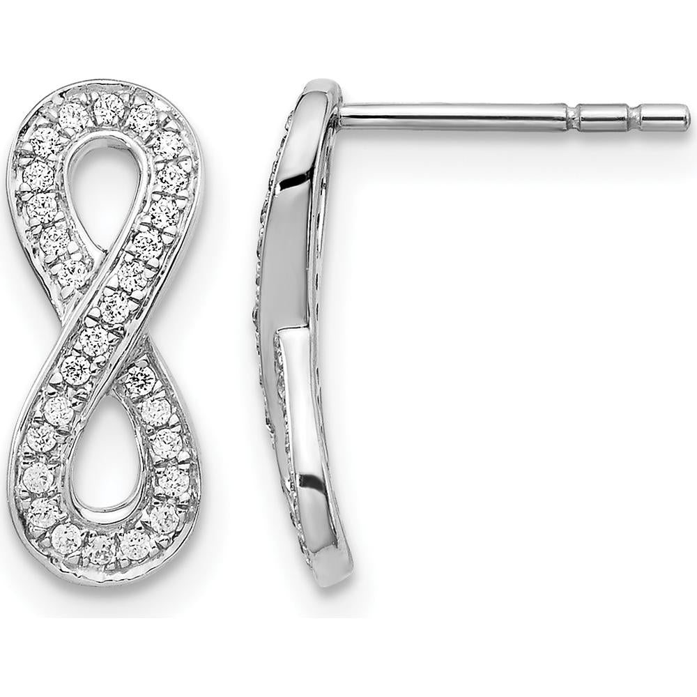 14K White Gold Diamond Infinity Drop Earrings with 56 Round Diamonds - 0.17 Carat Total Diamond Weight by Monteluci Fine Jewelry