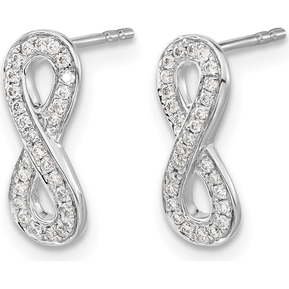 14K White Gold Diamond Infinity Drop Earrings with 56 Round Diamonds - 0.17 Carat Total Diamond Weight by Monteluci Fine Jewelry