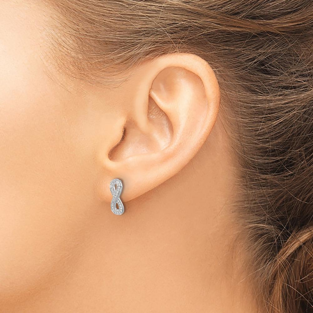 14K White Gold Diamond Infinity Drop Earrings with 56 Round Diamonds - 0.17 Carat Total Diamond Weight by Monteluci Fine Jewelry